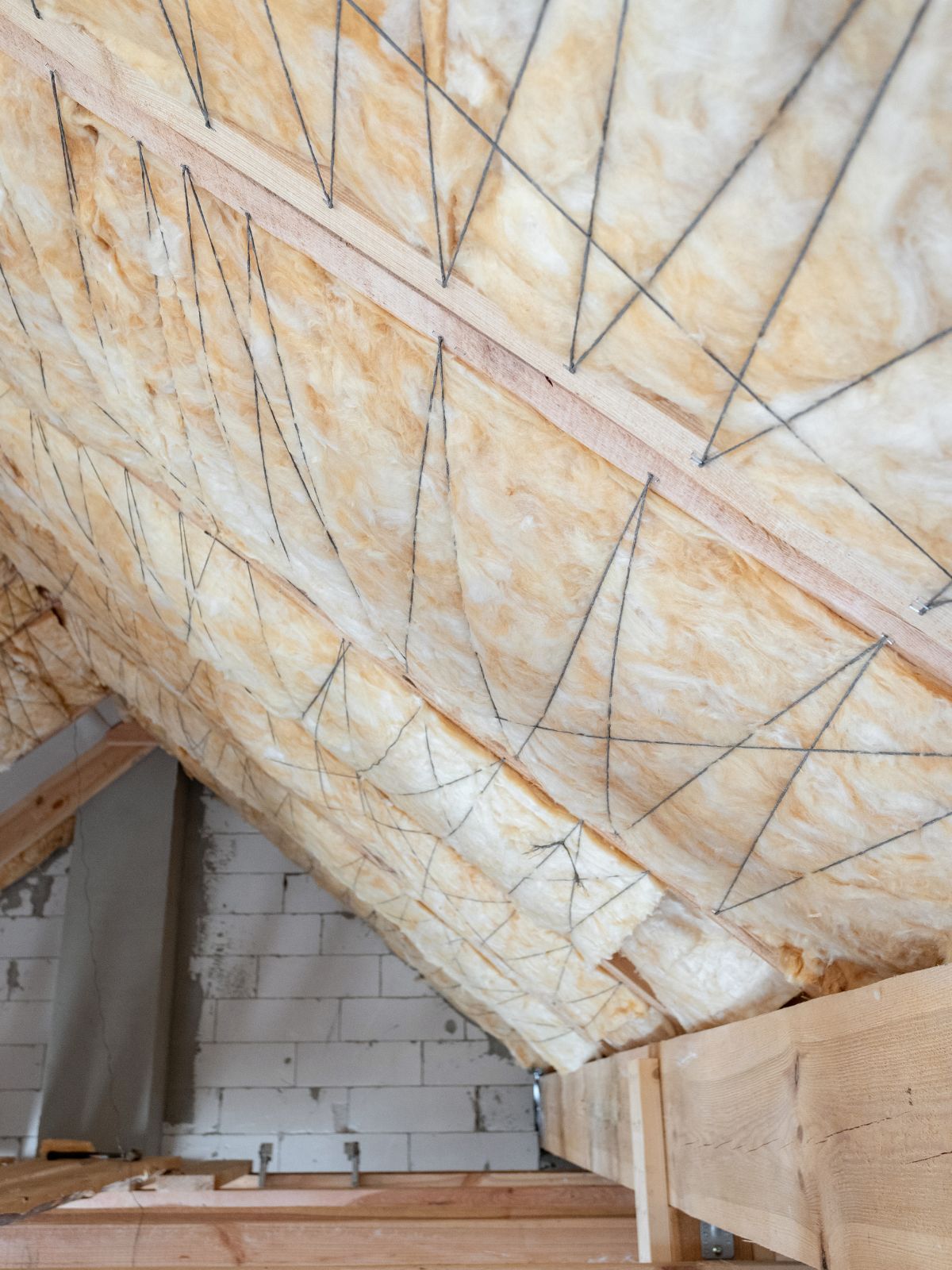 Attic insulation in place on roof